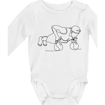 Kitebell posilování jedním tahem - Body kojenecké s dlouhým rukávem - Dlouhý r. 3-6 měs ( Bílá )