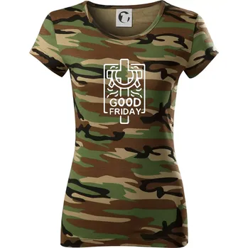 Dámské tričko Good friday - Dámské maskáčové triko - XL ( Hnědý maskáč )