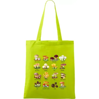 Atlas hub - triko s houbami - Taška bavlněná - 42 x 38 cm ( Limetková )