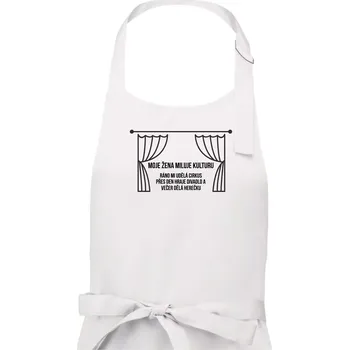 Kuchyňská zástěra Žena miluje kulturu - Pánská zástěra na vaření - Univerzální velikost ( Bílá )
