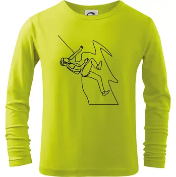 Dětská móda Lezec na skále jedním tahem - Triko dětské Long Sleeve - 158 cm/12 let ( Limetková )