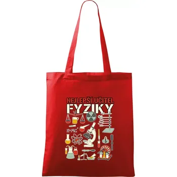 Nákupní taška Nejlepší učitel fyziky - Taška bavlněná - 42 x 38 cm ( Červená )