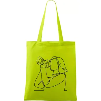 Fotografka stojící jedním tahem - Taška bavlněná - 42 x 38 cm ( Limetková )