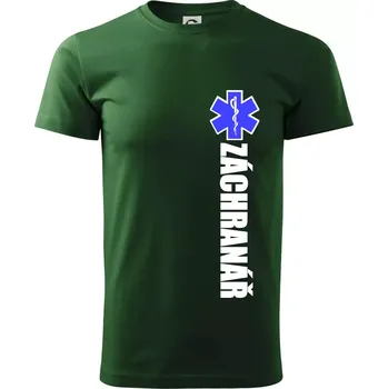 Pánské tričko Záchranář - hvězda - Triko extra velké (5-8XL) - 8XL ( Lahvově zelená )