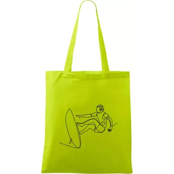 Surfař na vlně jedním tahem - Taška bavlněná - 42 x 38 cm ( Limetková )