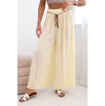 Dámské kalhoty Dámské kalhoty z viskózy se širokými nohavicemi žlutý UNI