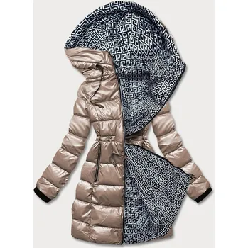 Oboustranná dámská metalická bunda v kakaové barvě (b8070-12) odstíny béžové L (40)