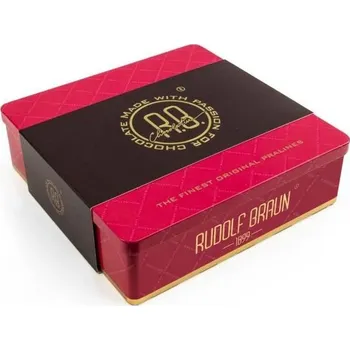 Bonboniéra Rudolf Braun Belgické pralinky v plechové dóze - Růžová 400g