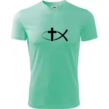 Pánské tričko Ježíšova ryba - Pánské triko Fantasy sportovní (dresovina) - 3XL ( Mátová )
