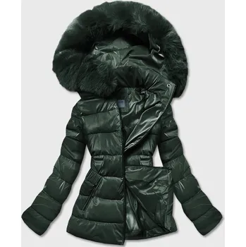 Zelená krátká lesklá dámská bunda (B8090-10) odstíny zelené M (38)