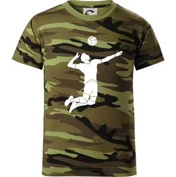 Volejbal nápřah muž - Dětské maskáčové triko - 104-110cm / 3-4 roky ( Zelený maskáč )