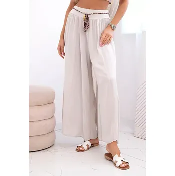Dámské kalhoty Dámské kalhoty z viskózy se širokými nohavicemi tmavě béžová UNI