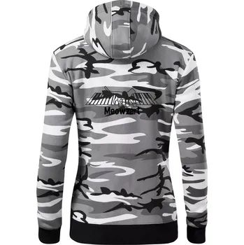 Dámská mikina Meowzart - Dámská mikina trendy zipper s kapucí - L ( Šedý maskáč )