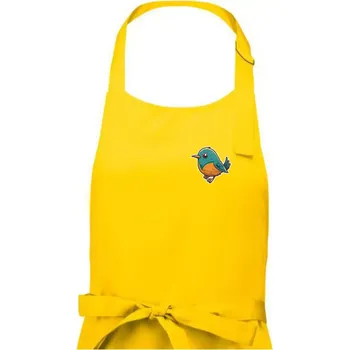 Kuchyňská zástěra Ptáček kreslený na prsu - Pánská zástěra na vaření - Univerzální velikost ( Žlutá )