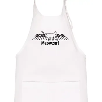 Kuchyňská zástěra Meowzart - Dětská zástěra na vaření - Univerzální velikost ( Bílá )