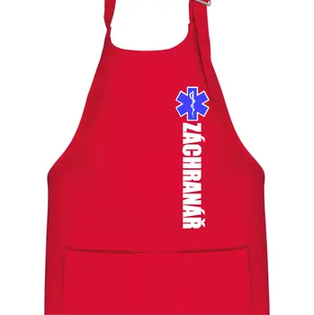 Kuchyňská zástěra Záchranář - hvězda - Dětská zástěra na vaření - Univerzální velikost ( Červená )