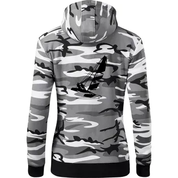 Dámská mikina Katamarán na vodě - Dámská mikina trendy zipper s kapucí - 2XL ( Šedý maskáč )