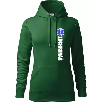 Dámská mikina Záchranář - hvězda - Mikina dámská Cape s kapucí - 2XL ( Lahvově zelená )