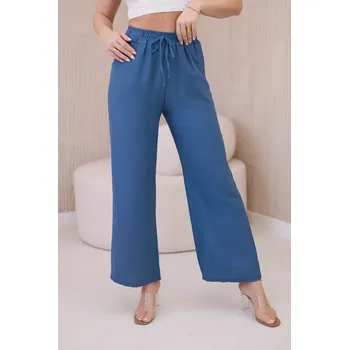 Viskózové kalhoty se širokými nohavicemi džínovina UNI