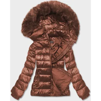 Hnědá krátká dámská zimní bunda (YP-20129-106) odstíny hnědé XXL (44)
