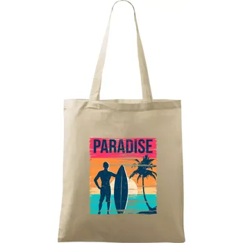 Nákupní taška Paradise - barevný čtverec - Taška bavlněná - 42 x 38 cm ( Naturální )