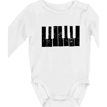 Dětská móda Klávesy vintage - Body kojenecké s dlouhým rukávem - Dlouhý r. do 3 měs ( Bílá )