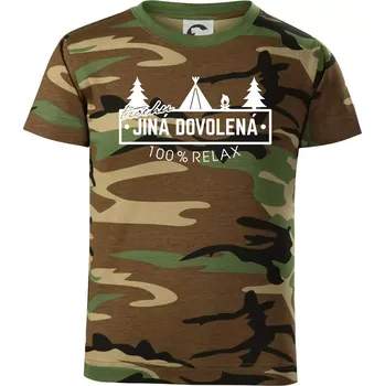 Chlapecké tričko Trochu jiná dovolená stan - Dětské maskáčové triko - 122 cm/6 let ( Hnědý maskáč )