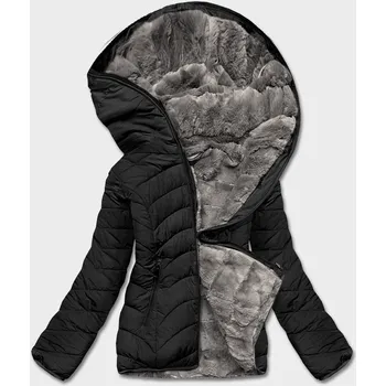 Černo-šedá krátká oboustranná dámská zimní bunda (2M-21507) odstíny černé XXL (44)