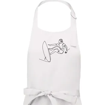 Kuchyňská zástěra Surfař na vlně jedním tahem - Dámská zástěra na vaření - Univerzální velikost ( Bílá )