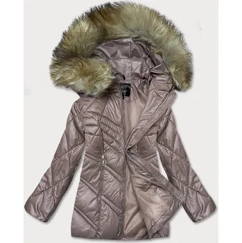 Dámská bunda v barvě cappuccino pro přechodné období s kapucí (H-97-1) odstíny béžové XXL (44)