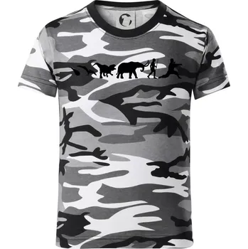 Chlapecké tričko Bojové umění od pravěku - Dětské maskáčové triko - 146 cm/10 let ( Šedý maskáč )