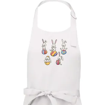 Kuchyňská zástěra Velikonoční zajíci - Dámská zástěra na vaření - Univerzální velikost ( Bílá )