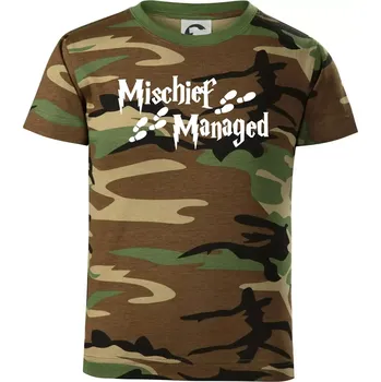 Harry - Mischief Managed - Dětské maskáčové triko - 134 cm/8 let ( Hnědý maskáč )
