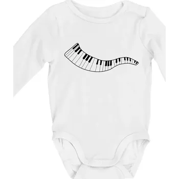 Kojenecký body Klávesy vlna - Body kojenecké s dlouhým rukávem - Dlouhý r. do 3 měs ( Bílá )