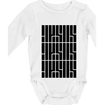 Kojenecký body Jesus nápis - Body kojenecké s dlouhým rukávem - Dlouhý r. do 3 měs ( Bílá )