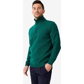 Pánský svetr INESIS Pánský golfový svetr s vysokým límcem na zip MW500 XL ZELENÁ