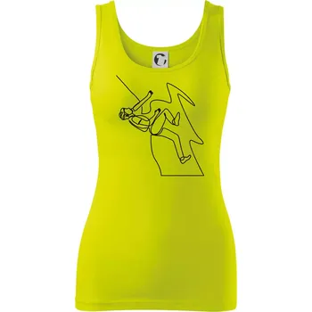 Dámské tričko Lezec na skále jedním tahem - Dámské tílko - 2XL ( Limetková )