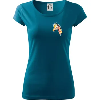 Dámské tričko Žirafa na prsu - Dámské triko Pure - L ( Petrolejová )