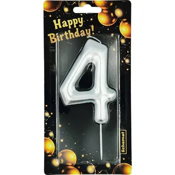 Dortová svíčka NAROZENINOVÁ ČÍSLICE ČÍSLO "4" SCHEMAT NA DORT OZDOBA