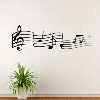 Samolepící dekorace Tančící noty - vinylová samolepka na zeď 80x28cm
