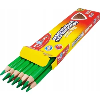 Pastelka INSPIRIA TROJÚHELNÍKOVÁ PASTELKA JUMBO, TUŽKOVÁ, BALENÍ 12 KUSŮ, ZELENÁ BARVA