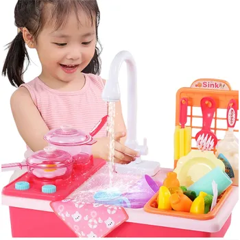 Dětská kuchyňka KUCHYNĚ DŘEZ SPORÁK KOHOUTEK S VODOU PRO DĚTI XXL 23v1 DŘEZ PŘÍSLUŠENSTVÍ