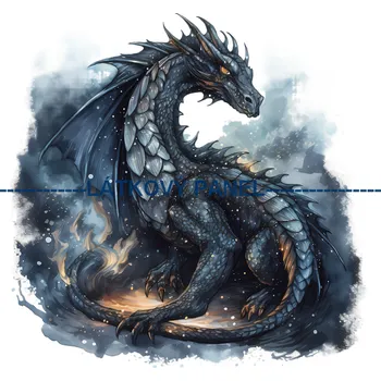 Látkový panel - Drak- DIN-30 Velikost: 25x25cm, Materiál: Kočárkovina