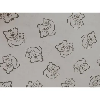 Bavlněná česká látka šíře 160cm - Šedý medvěd na bílé (50cm)