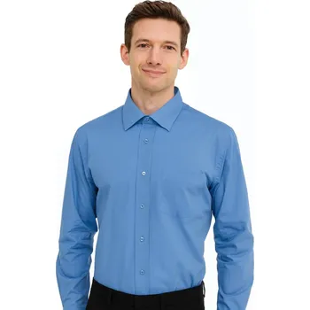 Pánská košile Pánská košile s dlouhým rukávem II. jakost - světle modrá vz.č.6, ❗Objednávejte raději o číslo větší❗ Velikost: 44