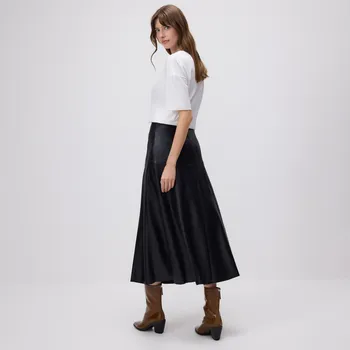 Dámská sukně Reserved - Koženková midi sukně - černý - 397HL-99X - 397HL-99X-XL