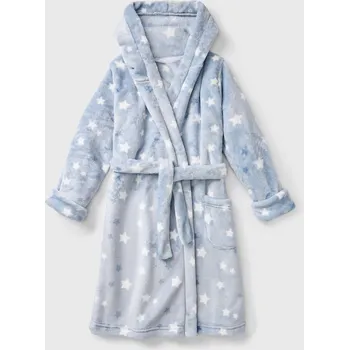Dámský župan Hřejivý dětský župan White and Blue Stars s kapucí