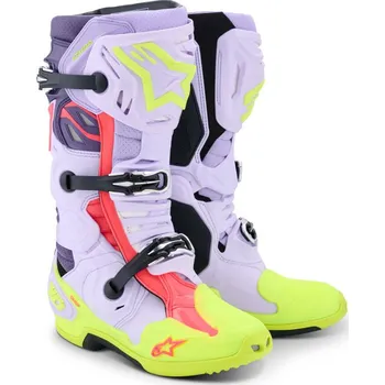 Moto obuv Boty TECH 10 SUPERVENTED, ALPINESTARS (fialová/žlutá fluo/růžová) 2026 (Velikost: 43)