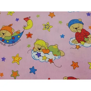 Bavlněná česká látka šíře 140cm - medvídci na mráčku (50cm)