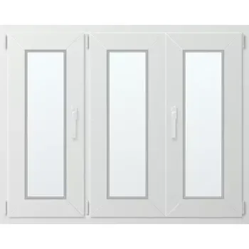 Okno Trojkřídlé plastové okno se štulpem, vlevo otevíravo sklopné 130x110